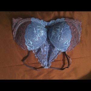 Pink 2 tone blue bra